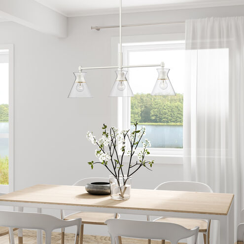 Malta 3 Light 34 inch Matte White Linear Pendant Ceiling Light